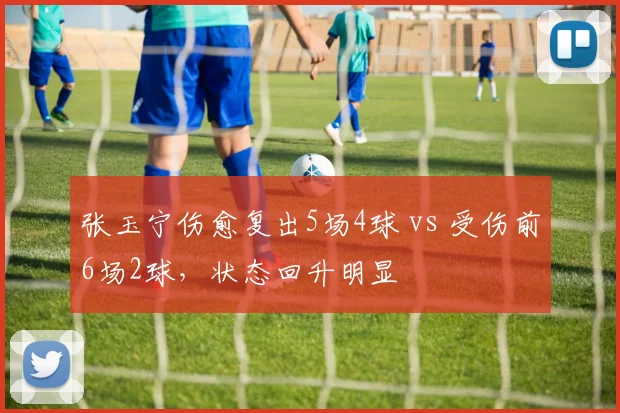 张玉宁伤愈复出5场4球 vs 受伤前6场2球，状态回升明显